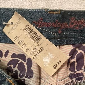 American Eagle Style 7378 Embellished Low‑Rise Flare Jean • Dark Indigo • Sz 4